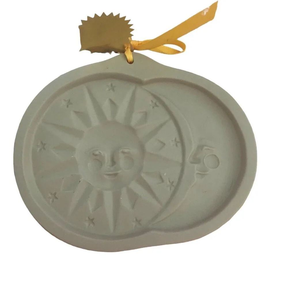 Vintage BROWN BAG '94 Cookie Art Clay Mold Sun Moon Stoneware Celestial Retired